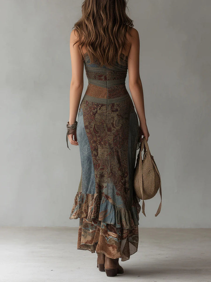 Vega | Vestido con estampado étnico y abertura alta