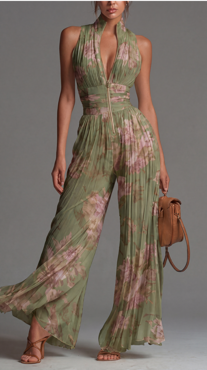 Inésia | Mono plisado de gasa floral