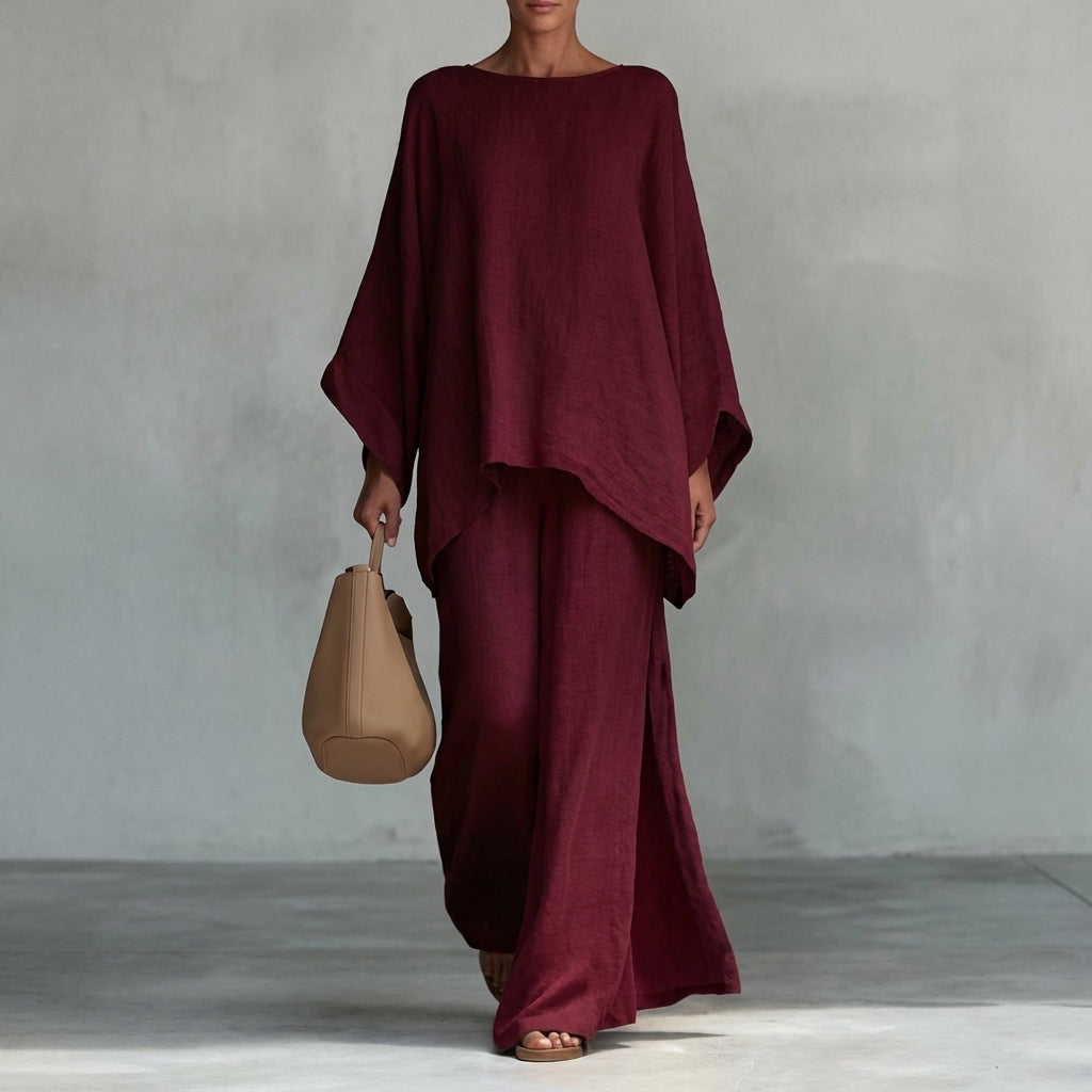Anasta | Conjunto de Dos Piezas con manga larga y pantalón ancho