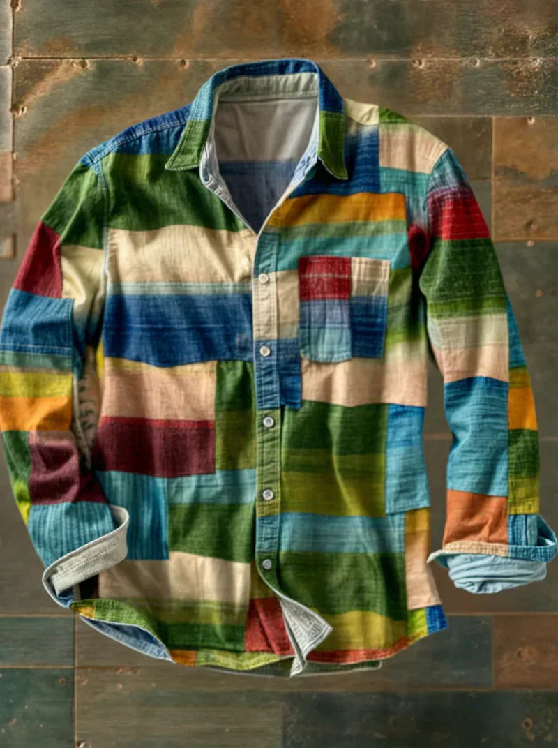 Arco | Camisa patchwork de manga larga multicolor