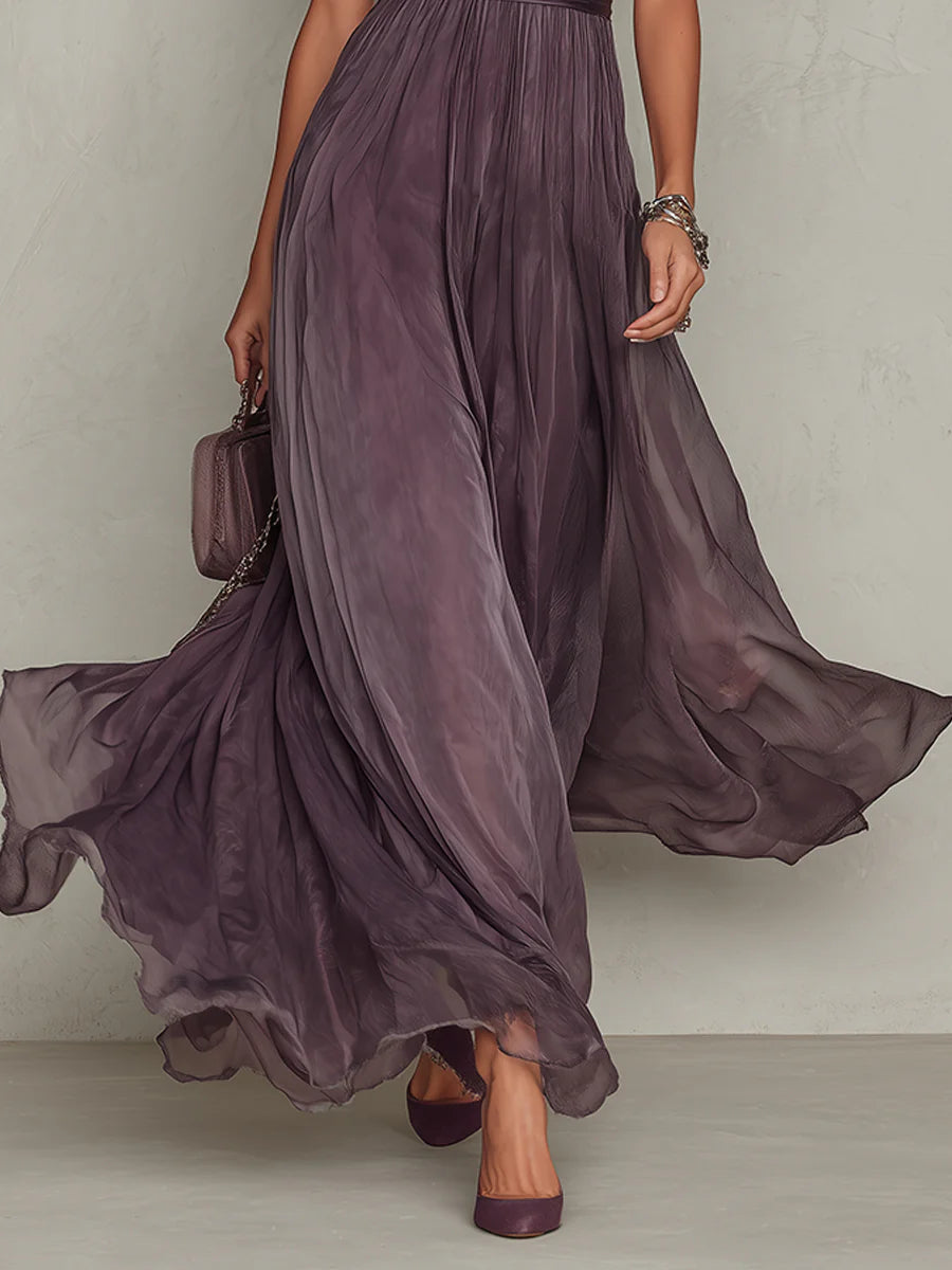 Teresa | Vestido maxi de gasa elegante vintage