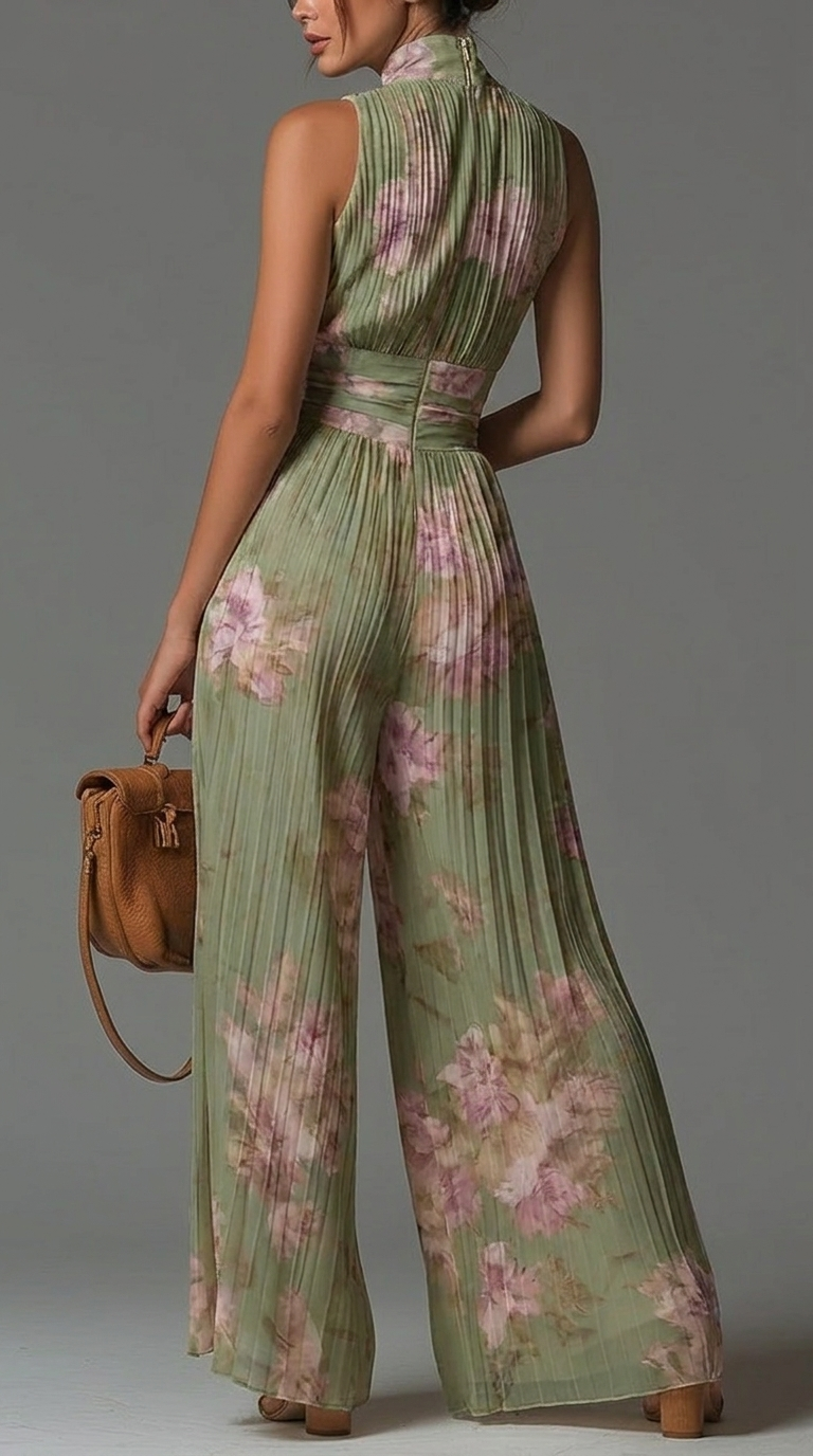 Inésia | Mono plisado de gasa floral