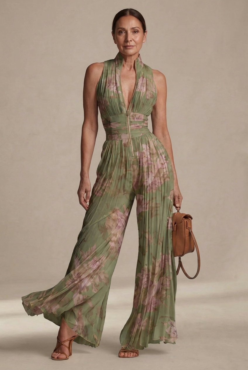 Inésia | Mono plisado de gasa floral