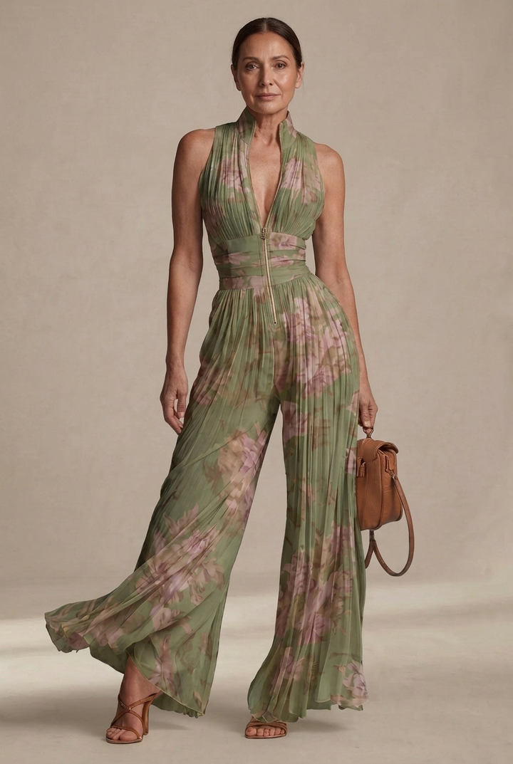 Inésia | Mono plisado de gasa floral